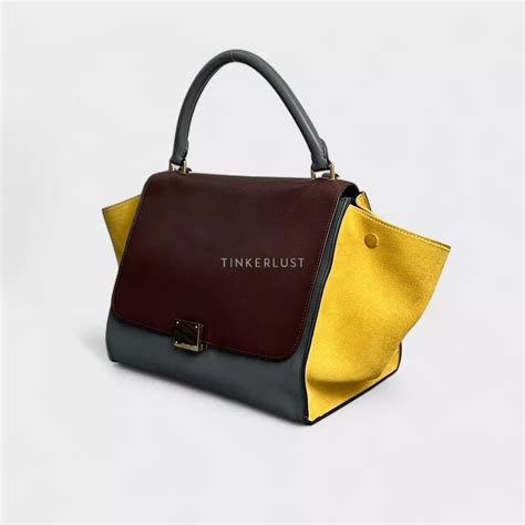 celine trapeze burgundy|CELINE Calfskin Suede Tri.